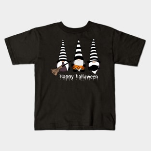 Happy Halloween! Cute Gnomes with Hats Autumn Vibes Halloween Boo Thanksgiving and Fall Color Lovers Kids T-Shirt